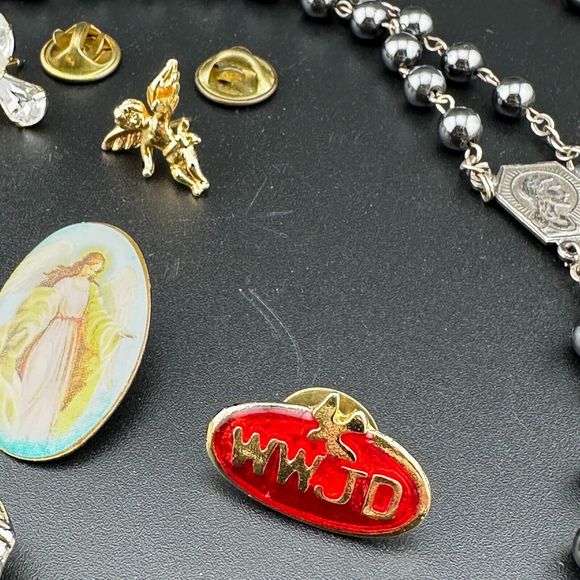 Lot Mix Christian Religious Catholic Faith Rosary Pins Jewelry Vintage to Now - Picture 9 of 12